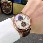 Fake Patek Philippe Calatrava Watch Rose Gold White Tourbillon Dial